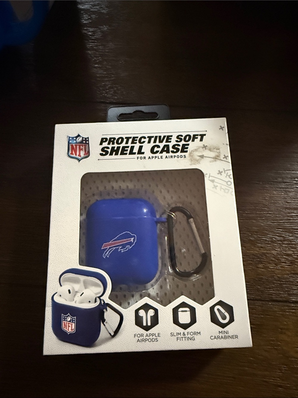 NFL Buffalo Bills Blue Soft Shell AirPods Case with Carabiner